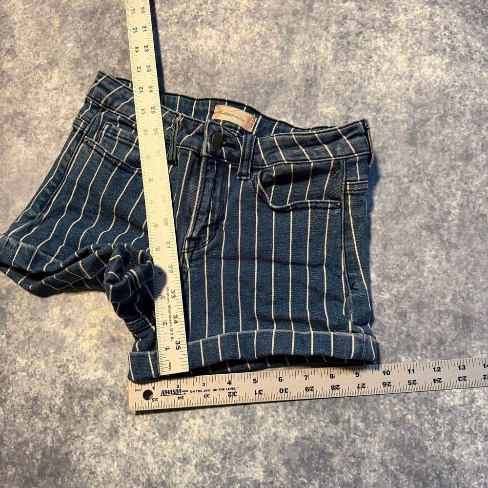 Altar'd State Womens Blue White Striped Denim Shorts Size 3 Cuffed Hem Pockets‎ - Picture 5 of 7